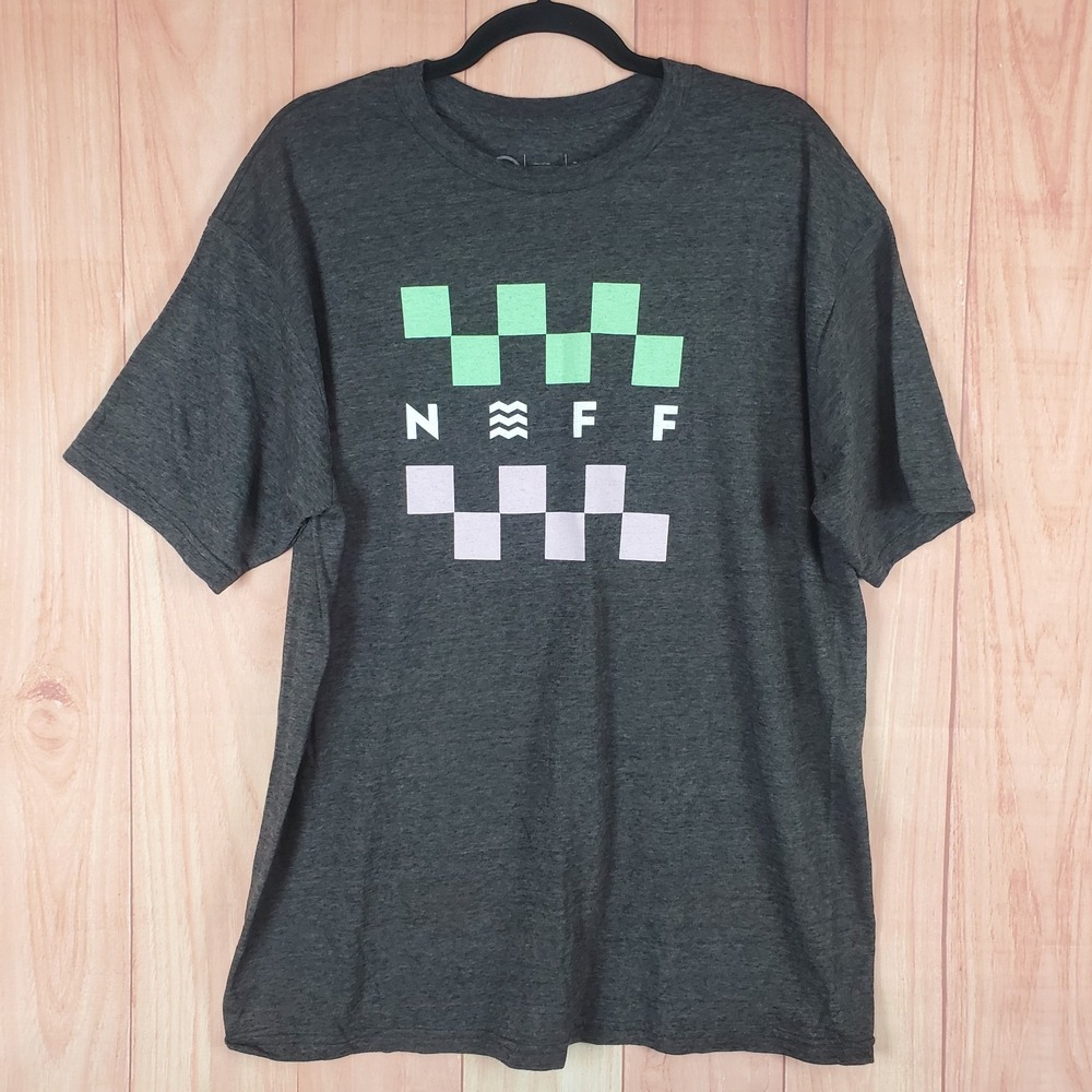 Neff T Shirt‎ Mens XL Heather Gray Cotton Checkered Logo Casual Everyday Wear